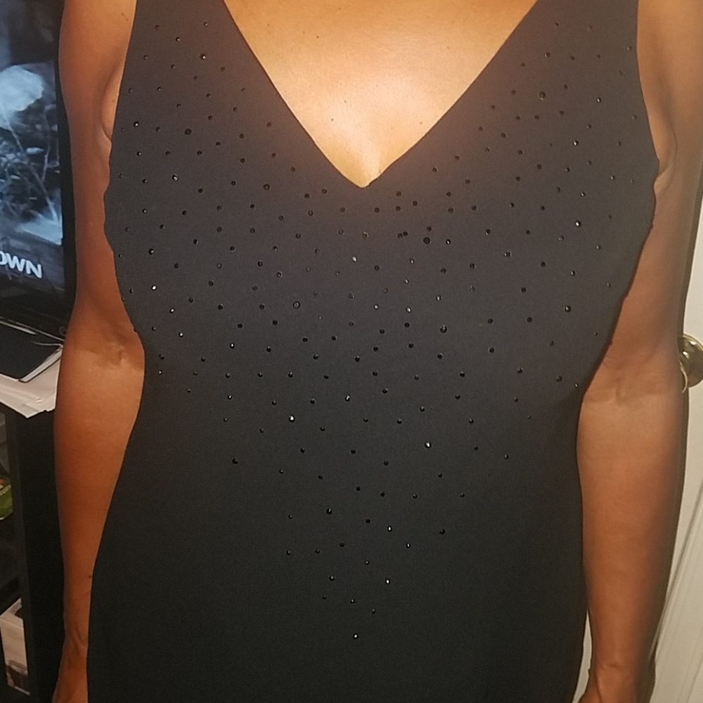 Tea length black dress